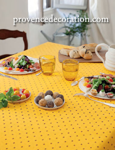 French tablecloth coated or cotton Calissons yellow x red